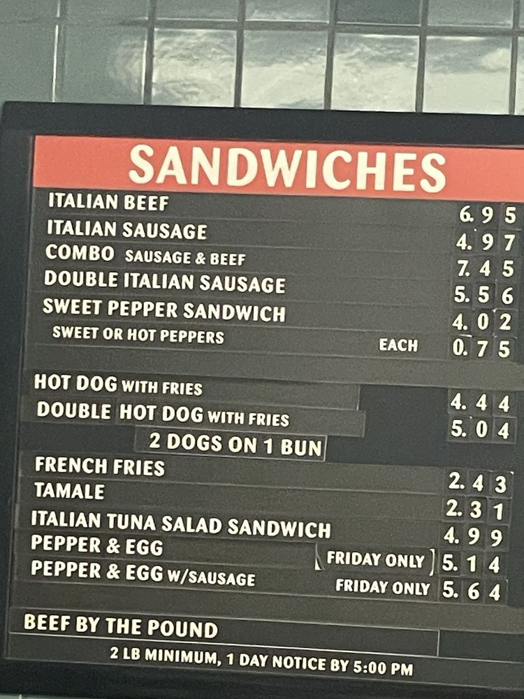 Johnnie's Beef Menu - Image 1